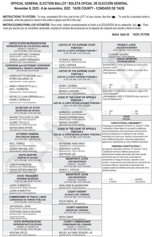 Who and What is on the Ballot in Taos County? Questa News