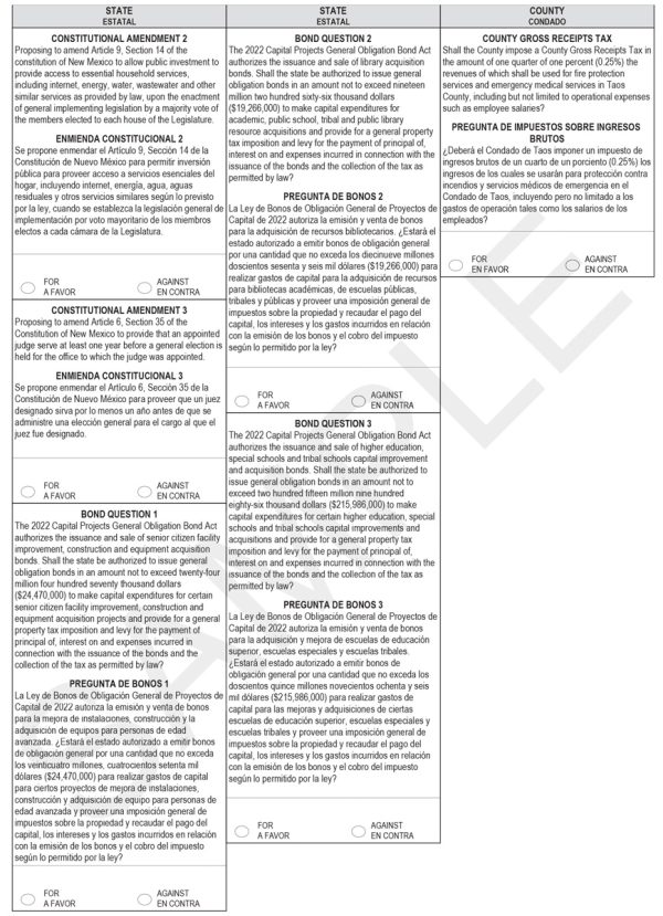 Who and What is on the Ballot in Taos County? Questa News